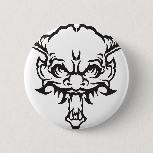 Japanese Tattoo Oni Demon Button (Front)