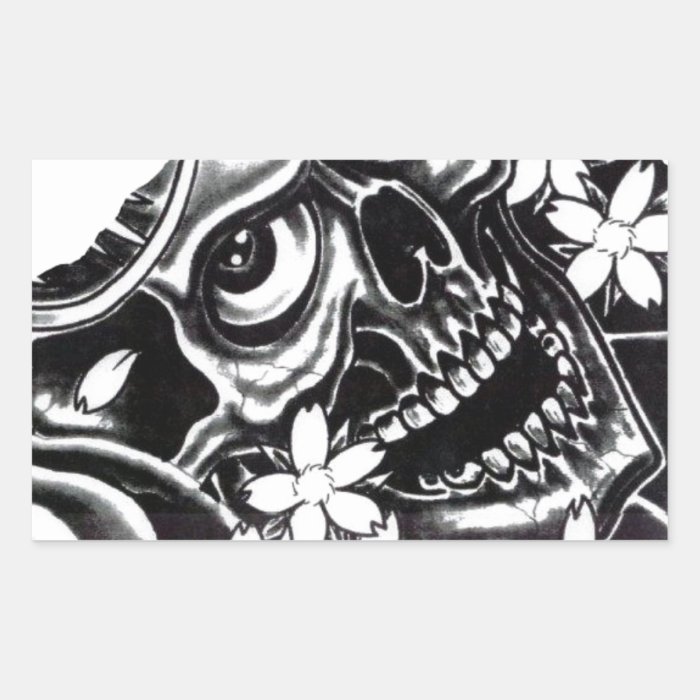 Japanese tattoo skull sticker