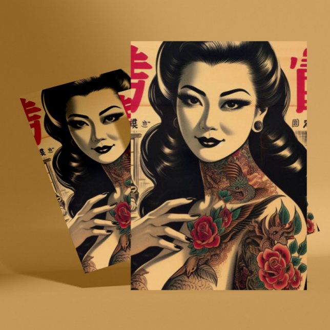 Japanese Tattooed Pin-up Postcard (Creator Uploaded)