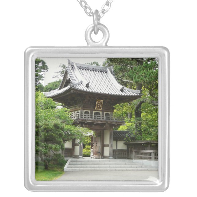 Japanese Tea Garden in San Francisco Silver Plated Necklace (Front)