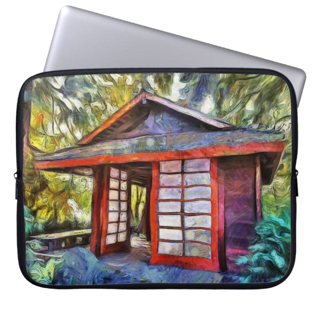Japanese Tea House Laptop Sleeve (Front)