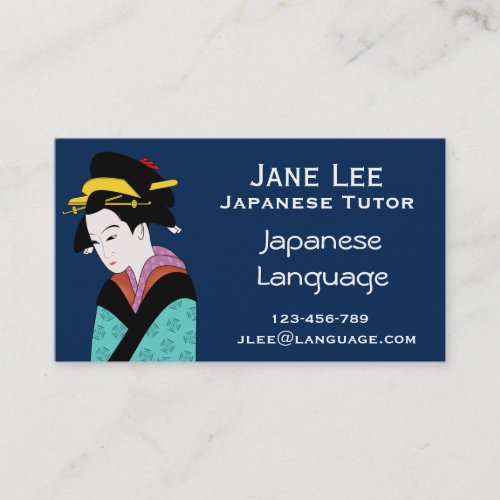 Japanese Teacher language tutor Business Card