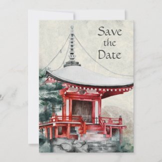 Japanese Temple and Bamboo Beautiful Wedding Save The Date