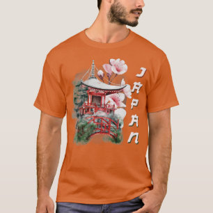 Japanese Temple Cherry Blossom Japan T-Shirt