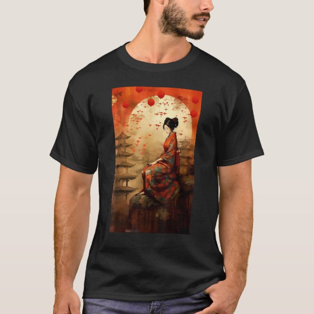 Japanese Temple Geisha Spirituality T-Shirt (Front)