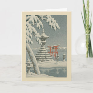 Japanese Temple Ukiyo-e Christmas Card