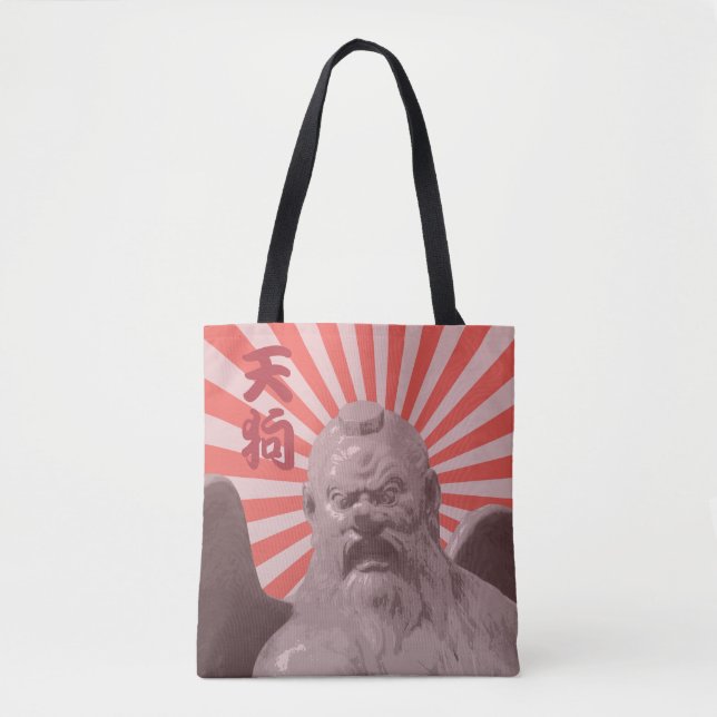 Japanese Tengu Sunburst Tote Bag (Front)