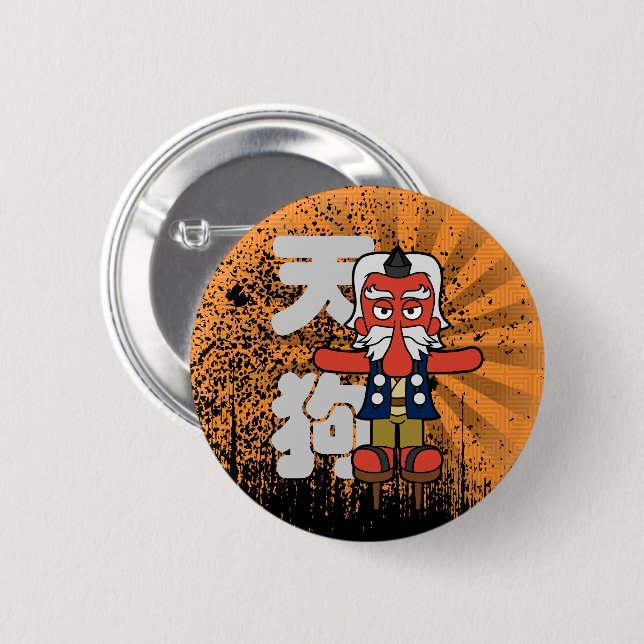 Japanese Tengu Yokai Button (Front & Back)