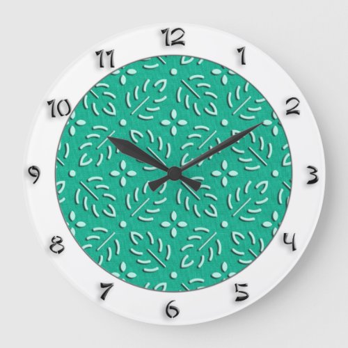 Japanese textile pattern green with numbers large clock