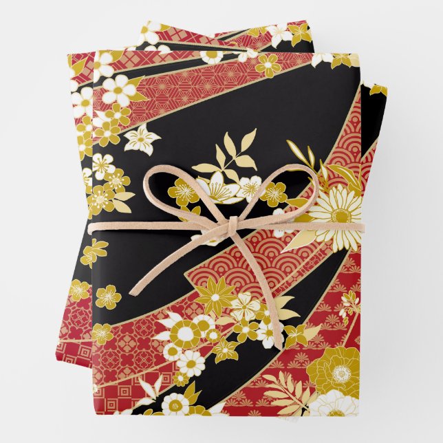 Japanese Theme Pattern Wrapping Paper Sheets (In situ)