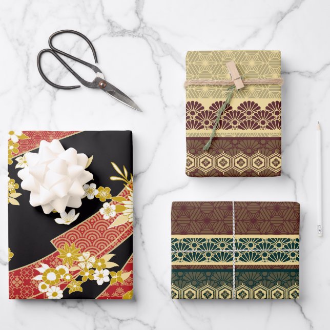 Japanese Theme Pattern Wrapping Paper Sheets (Front)