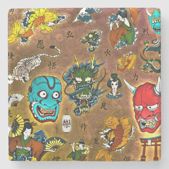 Japanese Theme Stone Coaster (Front)