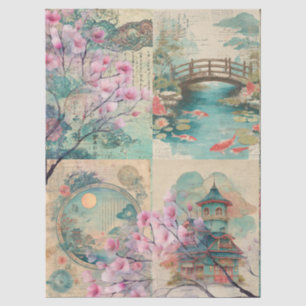 Japanese Themed Collage Decoupage Crafting Tissue Paper