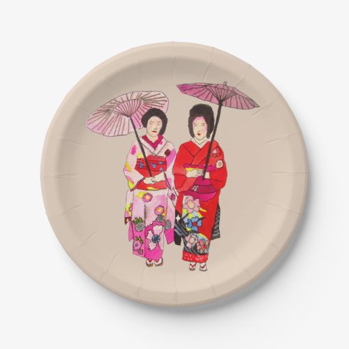 Japanese themed dinner party with Geisha art Paper Plates