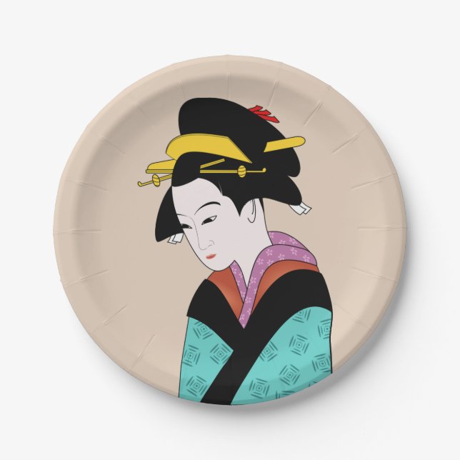 Japanese themed dinner party with Geisha Paper Plates (Front)