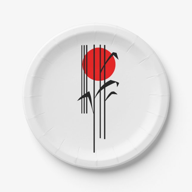 Japanese themed dinner party with Rising sun Paper Plates (Front)