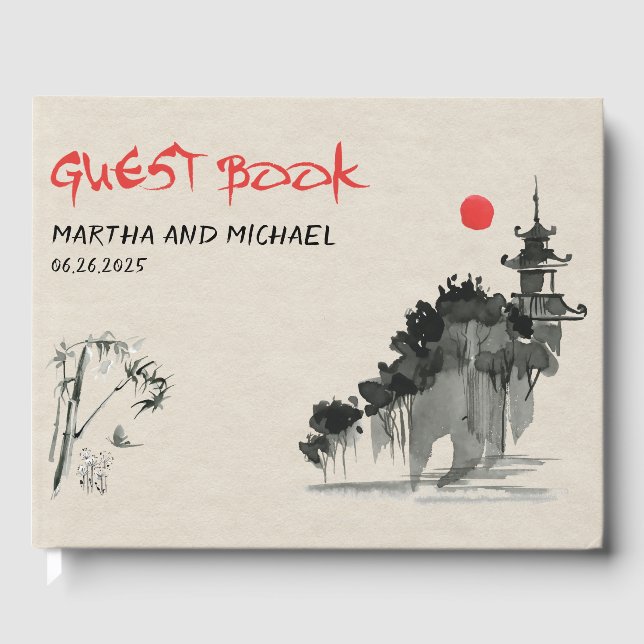 Japanese Themed Wedding Guest Book (Front)