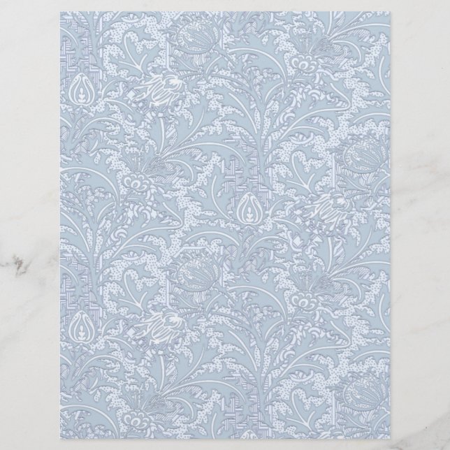 Japanese Thistles Blue Arts Craft Scrapbook Paper (Front)
