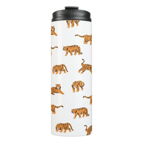 Japanese tiger animal doodle seamless vintage hand thermal tumbler