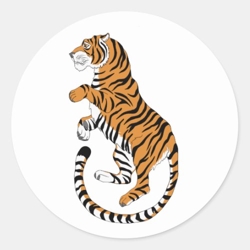 Japanese tiger art classic round sticker