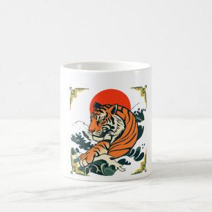 Japanese Tiger Mug Ukiyo-e inspired Samurai Art