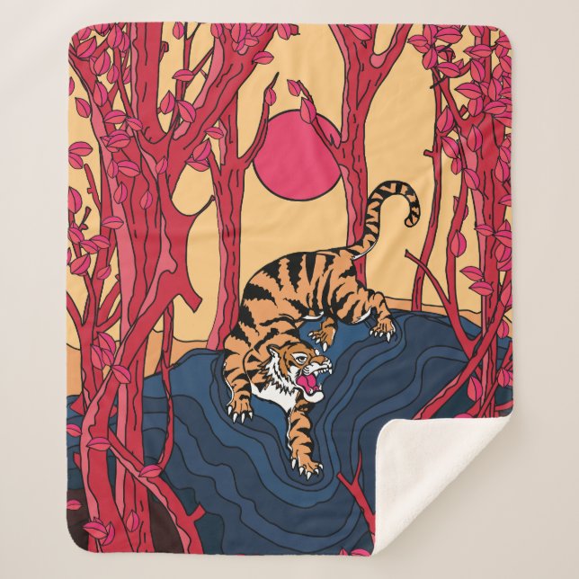 Japanese Tiger Sherpa Blanket (Front)