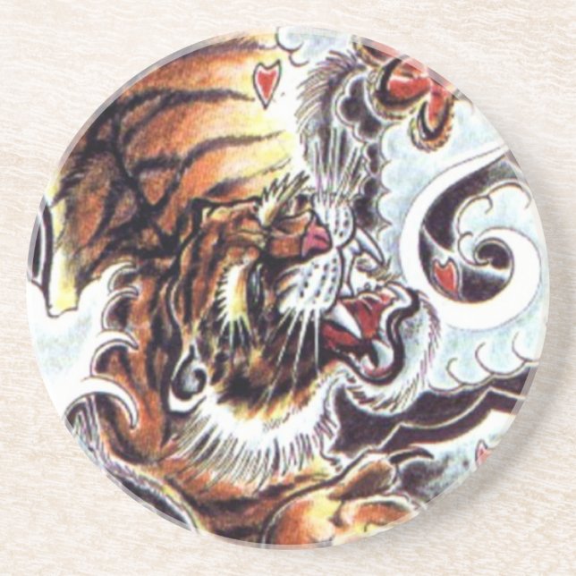 Japanese Tiger Tattoo Coaster (Front)