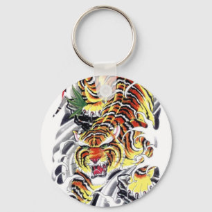 Japanese Tiger Tattoo Design Keychain