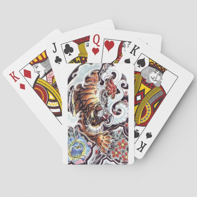 Japanese Tiger Tattoo Poker Cards (Back)