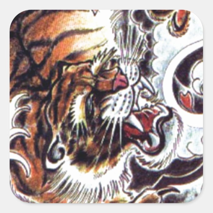 Japanese Tiger Tattoo Square Stickers