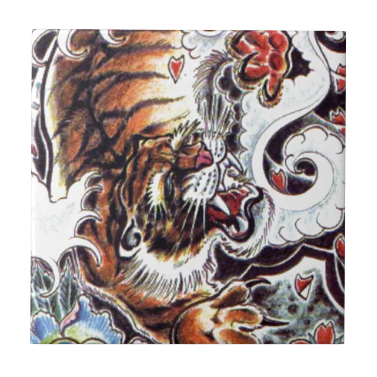 Japanese Tiger Tattoo Tile | Zazzle