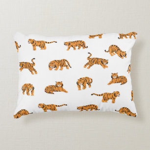 Japanese Tiger: Vintage Doodle Seamless Accent Pillow