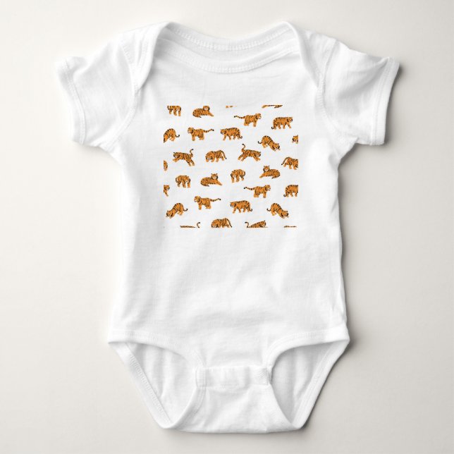 Japanese Tiger: Vintage Doodle Seamless Baby Bodysuit (Front)