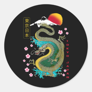 Japanese Tokyo Dragon Asian retro 80’s style 32 Classic Round Sticker