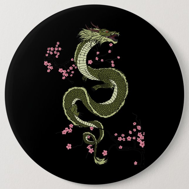 Japanese Tokyo Dragon Asian retro 80’s style 3 Button (Front)