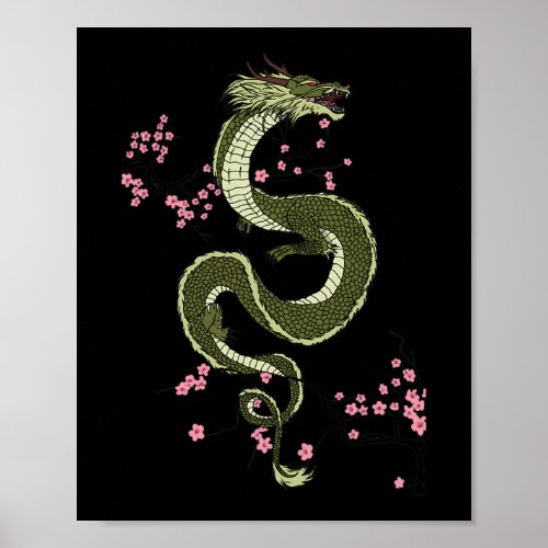 Japanese Tokyo Dragon Asian retro 80s style 3 Poster