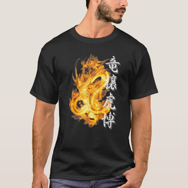 Japanese Tokyo dragon Asian Tiger Yojijukugo 4 Kan T-Shirt (Front)