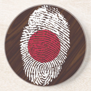 Japanese touch fingerprint flag drink coaster