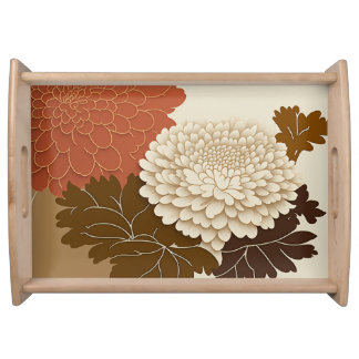 Japanese Traditional Chrysanthemum Design Serving Tray