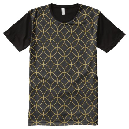 Japanese Traditional Design1 -SHIPPO- Black&amp;Gold All-Over-Print Shirt