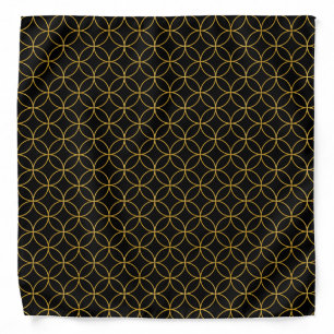 Japanese Traditional Design1 -SHIPPO- Black&Gold Bandana