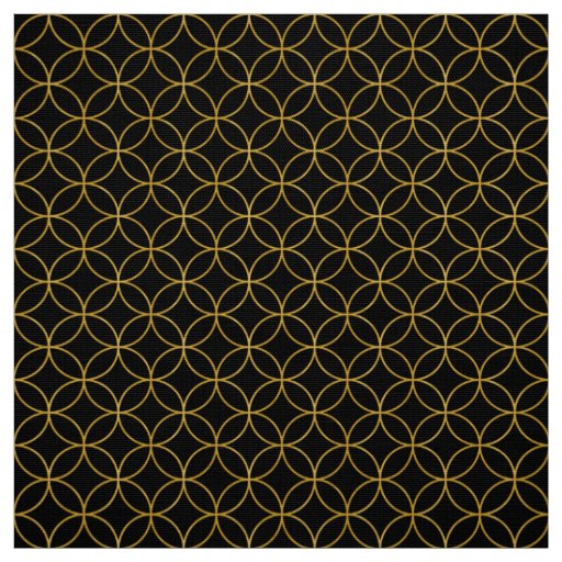 Japanese Traditional Design1 -SHIPPO- Black&Gold Fabric