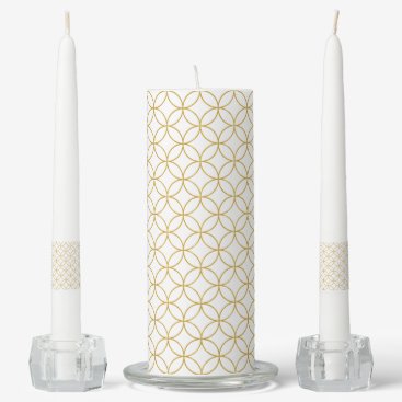Japanese Traditional Design2 -SHIPPO- White&Gold Unity Candle Set
