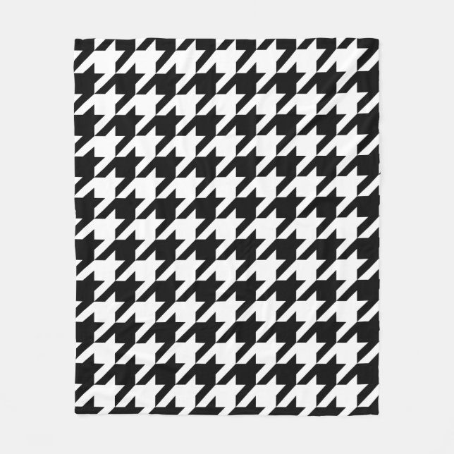 Japanese Traditional Design3 -CHIDORI- Black&White Fleece Blanket (Front)