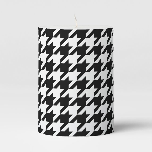 Japanese Traditional Design3 -CHIDORI- Black&White Pillar Candle (Front)