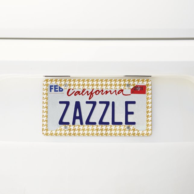 Japanese Traditional Design7 -CHIDORI- Gold&White License Plate Frame (On Car)
