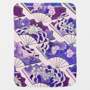 Japanese Traditional Fans Baby Blanket