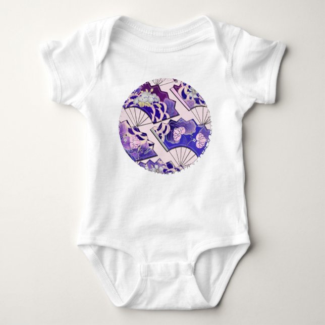 Japanese Traditional Fans Baby Bodysuit (Front)