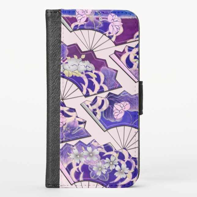 Japanese Traditional Fans iPhone Wallet Case (Front)