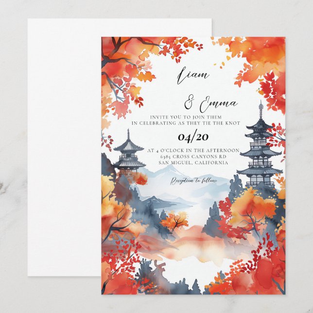 Japanese Traditional Kyoto Landscape Wedding Invitation | Zazzle